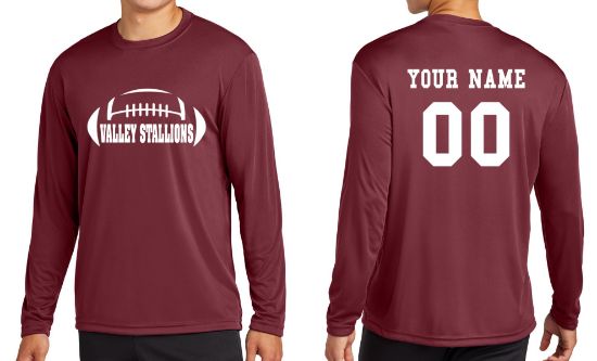Personalized Valley Stallions Dry-fit Long Sleeve Shirt