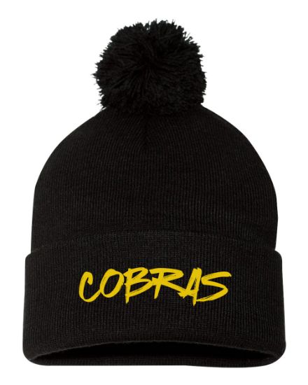 Cobras Embroidered Pom Pom Beanie